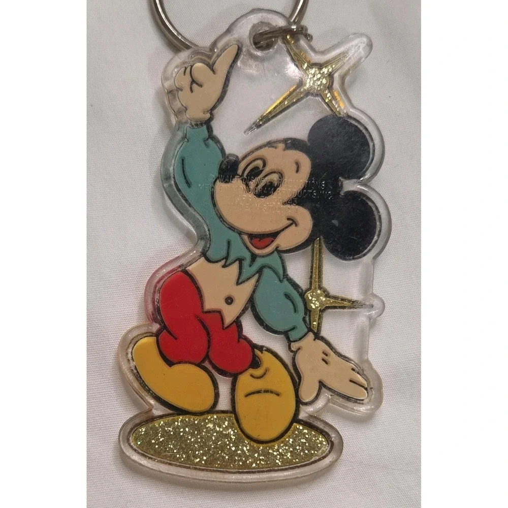 Keychain Disney Unisex Mickey & Donald Acrylic Glitter Vintage 2pc Set Multi